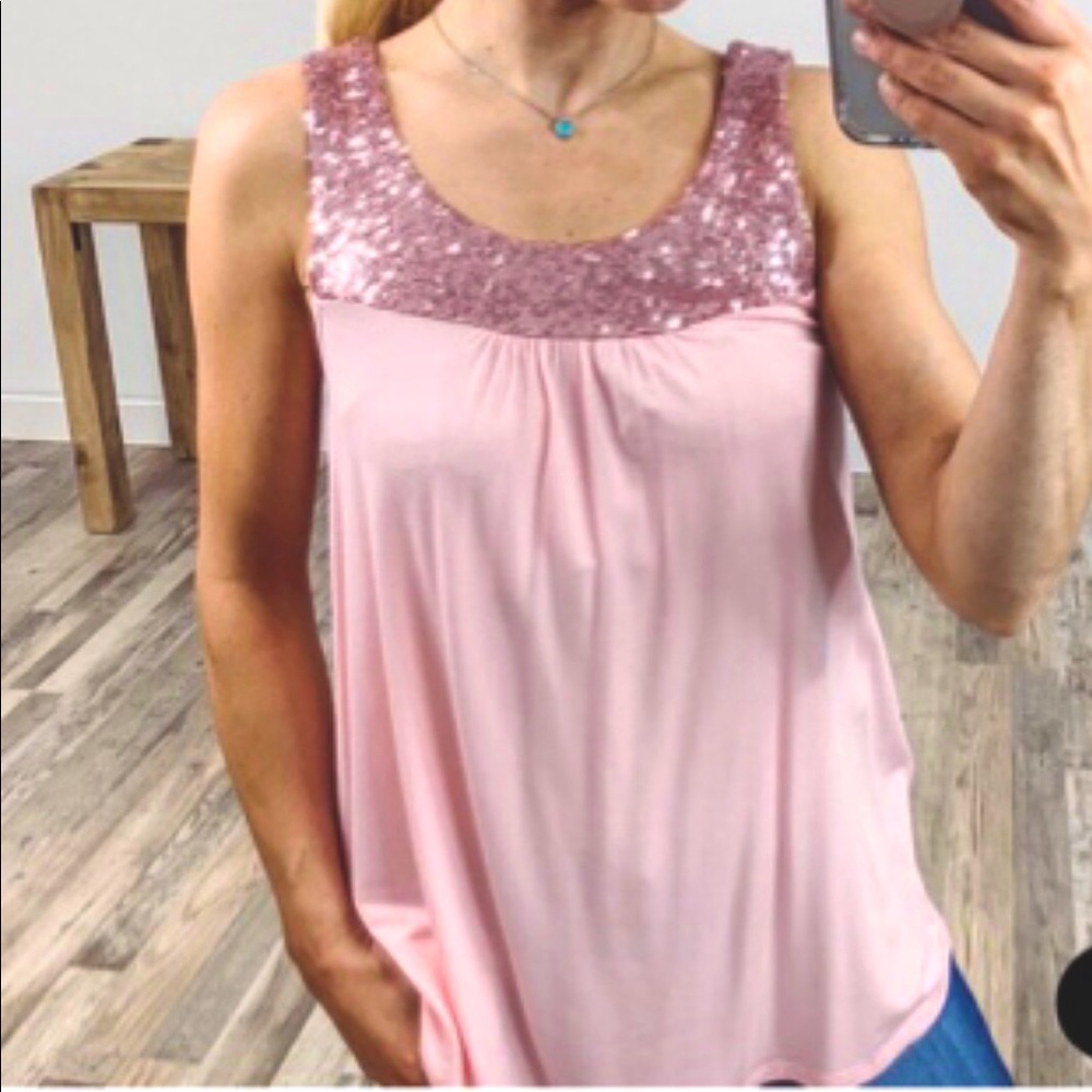Sequin Neck Tank Top